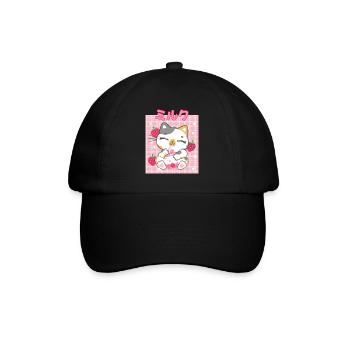 Cottagecore Ästhetisch Otaku Anime Japanisch Milch - Baseballkappe - Schwarz/Schwarz - Vorne
