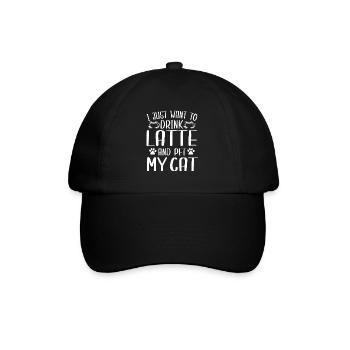 Latte et chats amoureux des propriétaires de chats - Casquette classique - noir/noir - Devant