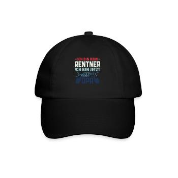 Ich bin kein Rentner - Ich bin Vollzeit Opa Rente - Baseballkappe - Schwarz/Schwarz - Vorne