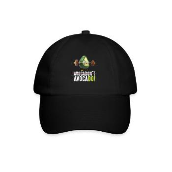 Avocado Weightlifting Gym Vegan - Baseballkappe - Schwarz/Schwarz - Vorne