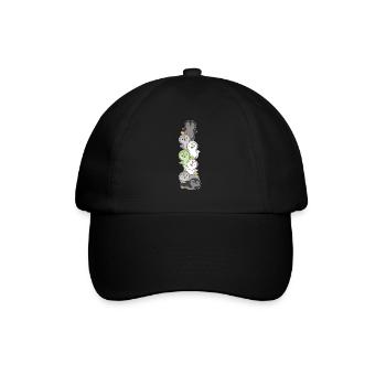 Agender Flag Pride LGBTQ Cute Penguin Stack - Baseball Cap - black/black - Front