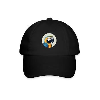 Blau-Gold Ara - Baseballkappe - Schwarz/Schwarz - Vorne