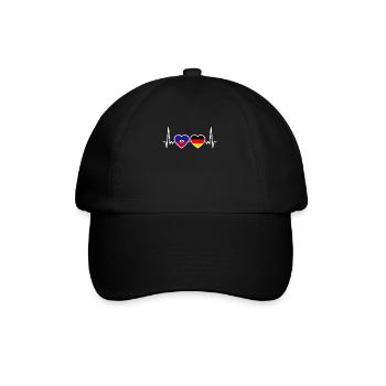Haiti Deutschland Herzschlag Flagge Haitianer - Baseballkappe - Schwarz/Schwarz - Vorne
