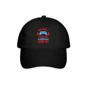 Twelve 12yr BDay Son Boy Funny Gamer 12th 12 Year - Baseball Cap - black/black - Front