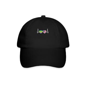 Gabon USA Heartbeat Flag American Gabonese - Baseball Cap - black/black - Front