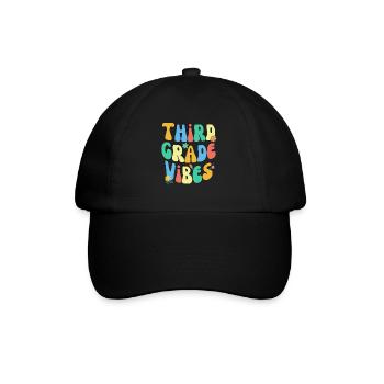 Zurück Zur Schule Dritte Klasse Vibes Bunt Groovy - Baseballkappe - Schwarz/Schwarz - Vorne