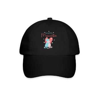 Happy Meowentine Valentinstag Katze - Baseballkappe - Schwarz/Schwarz - Vorne