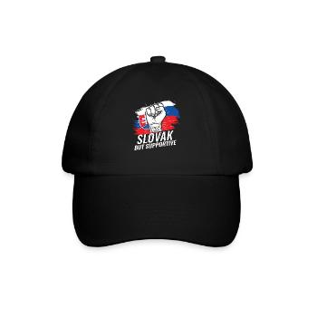 Not Slovak But Supportive Slovakia Flag Country - Baseball Cap - black/black - Front