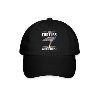 Sea Turtle Tortoise I Like Turtles - Baseball Cap - black/black - Front