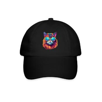 Chat Hippie 60s 70s - Casquette classique - noir/noir - Devant