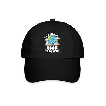 Ich habe mein Buch geschlossen, um hier zu sein Bücherwurm lustiger Spruch - Baseballkappe - Schwarz/Schwarz - Vorne