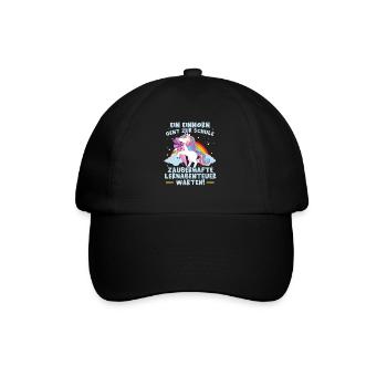 Einschulung Einhorn Mädchen Grundschule - Baseballkappe - Schwarz/Schwarz - Vorne