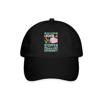 Löcher stopfen Nähen Geschenkidee - Baseballkappe - Schwarz/Schwarz - Vorne