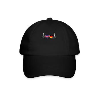 Kambodscha Deutschland Herzschlag Flagge - Baseballkappe - Schwarz/Schwarz - Vorne
