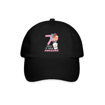 Sheep for 7th birthday children seven years old - Baseball Cap - black/black - Front