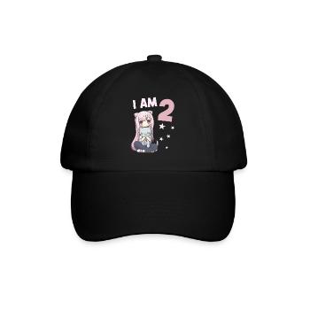 2 Jahre Mädchen Anime Kawaii Katze 2. Geburtstag - Baseballkappe - Schwarz/Schwarz - Vorne