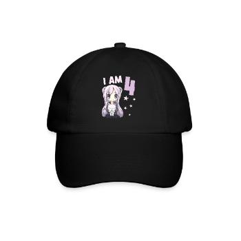 4 ans Fille Anime Kawaii Cat 4ème anniversaire - Casquette classique - noir/noir - Devant