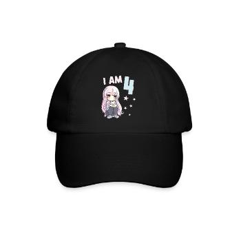 4 ans Fille Anime Kawaii Cat 4ème anniversaire - Casquette classique - noir/noir - Devant