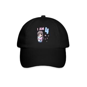 4 ans Fille Anime Kawaii Cat 4ème anniversaire - Casquette classique - noir/noir - Devant