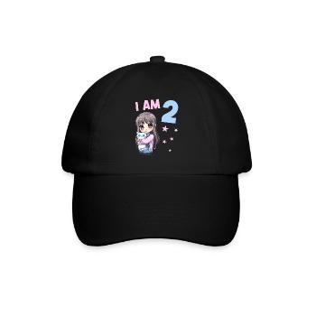2 Jahre Mädchen Anime Kawaii Katze 2. Geburtstag - Baseballkappe - Schwarz/Schwarz - Vorne