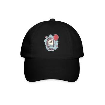 süsser Igel mit Luftballon - Baseballkappe - Schwarz/Schwarz - Vorne