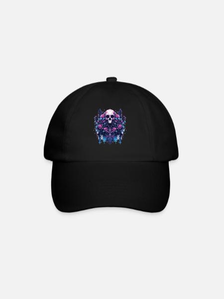 Totenkopf Skull Skulls Totenschädel Skelett - Baseballkappe - Schwarz/Schwarz