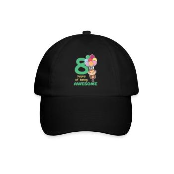 Monkey for 8th birthday children eight years old - Baseball Cap - black/black - Front