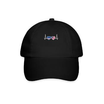 Kap Verde USA Herzschlag Flagge Kap Verdisch - Baseballkappe - Schwarz/Schwarz - Vorne