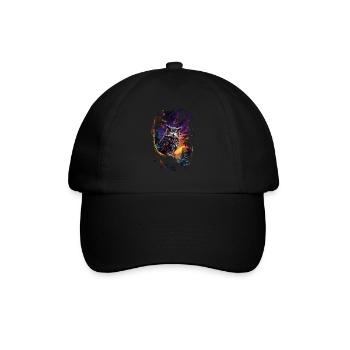 Beautiful owl with big eyes at night - Baseball Cap - black/black - Front
