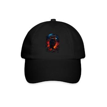 Beautiful owl with big eyes at night - Baseball Cap - black/black - Front