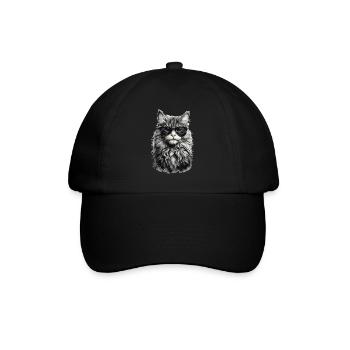 Chat de forêt norvégien Chat frais et animal de compagnie - Casquette classique - noir/noir - Devant