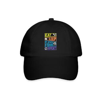 Nourriture Sommeil Pêche à tête plate Pêche répétée - Casquette classique - noir/noir - Devant