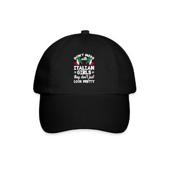 Lustiges Italien Girls Geschenk - Baseballkappe - Schwarz/Schwarz - Vorne