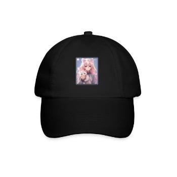 Kawaii Girl Anime Manga Girl Cat - Baseball Cap - black/black - Front