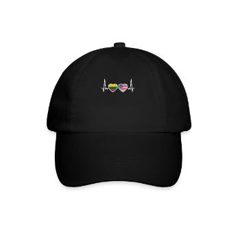 Lithuania USA Heartbeat Flag Lithuanian - Baseball Cap - black/black - Front