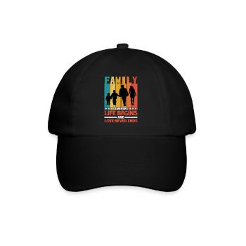 Family Is Where Life Begins And Love Never Ends - Baseballkappe - Schwarz/Schwarz - Vorne
