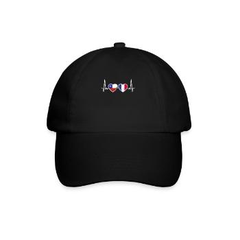 Chile France Vintage Heartbeat Flag Chilean - Baseball Cap - black/black - Front