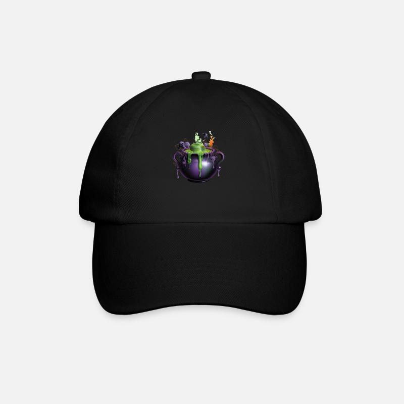 Gruseliges Halloween-Design Schauriger Hexenkessel - Baseballkappe - Schwarz/Schwarz