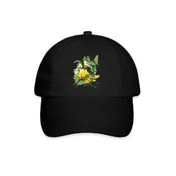 Banane mit Schmetterlingen - Baseballkappe - Schwarz/Schwarz - Vorne