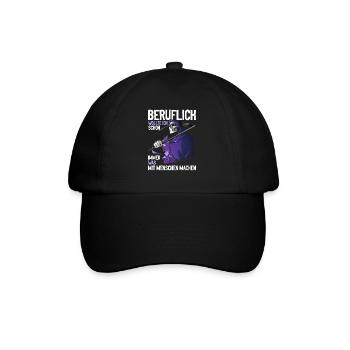wollte ich schon immer was mit Menschen machen - Baseballkappe - Schwarz/Schwarz - Vorne