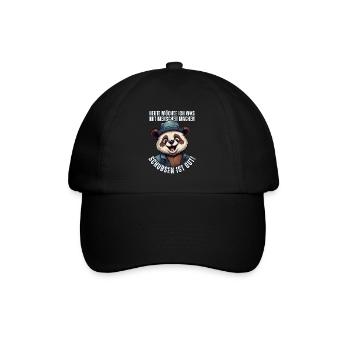 Süßer Cartoon Panda Bär: "Heute Menschen schubsen" - Baseballkappe - Schwarz/Schwarz - Vorne