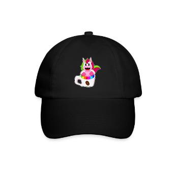 Einhorn Tasse Kaffee - Baseballkappe - Schwarz/Schwarz - Vorne