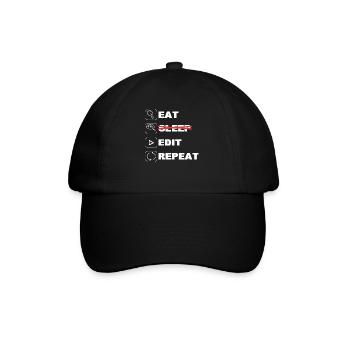 Eat Edit Edit Repeat Videobearbeiter - Baseballkappe - Schwarz/Schwarz - Vorne