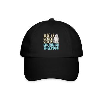 Vieux chien de berger anglais Sheepie Bobtail - Casquette classique - noir/noir - Devant