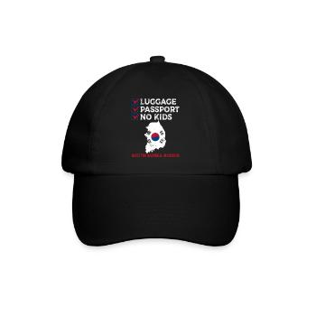 Luggage Passport No Kids South Korea Bound Vacation - Baseball Cap - black/black - Front