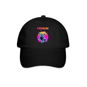 Synthwave Frenchie Bulldog Dog Lover Frenchie - Casquette classique - noir/noir - Devant