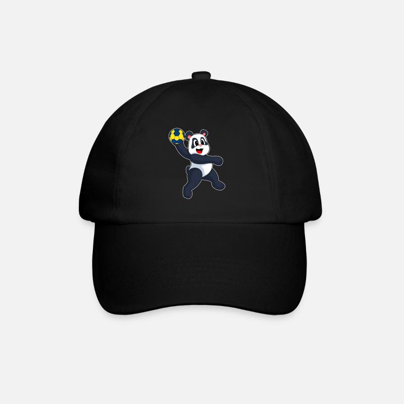 Panda Handballspieler Handball - Baseballkappe - Schwarz/Schwarz