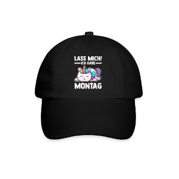 Einhorn Lass Mich Ich Habe Montag - Baseballkappe - Schwarz/Schwarz - Vorne