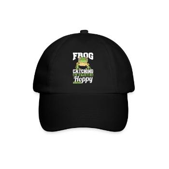 Amphibian Herpetologist Frog Catching Has A Hoppy - Baseballkappe - Schwarz/Schwarz - Vorne