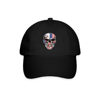 Skulls Skull America Flag Skull Bone - Baseball Cap - black/black - Front